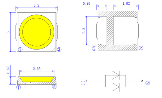 Multi Color High Lumen 36v 30ma 180lm 3030 Led Chip Rgb For Sports Lamp