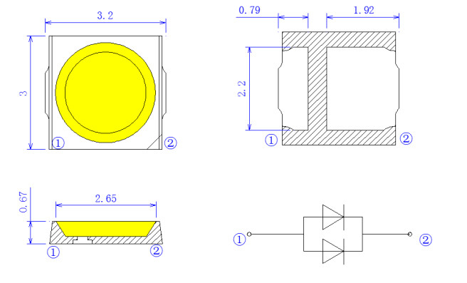 Multi Color High Lumen 36v 30ma 180lm 3030 Led Chip Rgb For Sports Lamp